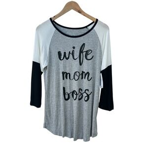 Color Bear T Shirt Wife‎ Mom Boss Graphic 3/4 Sleeve Comfy Soft XXL Casual NWT